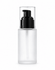 30ml Frosted Square Shoulder Bottle With Black Serum Pump & Clear Over-cap, cosmetic packaging | The Skin Science Company