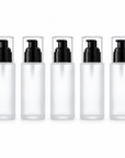 50ml Frosted Square Shoulder Bottle With Black Serum Pump & Clear Over-cap 5 pack | The Skin Science Company