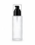 50ml Frosted Square Shoulder Bottle With Black Serum Pump & Clear Over-cap, cosmetic packaging | The Skin Science Company