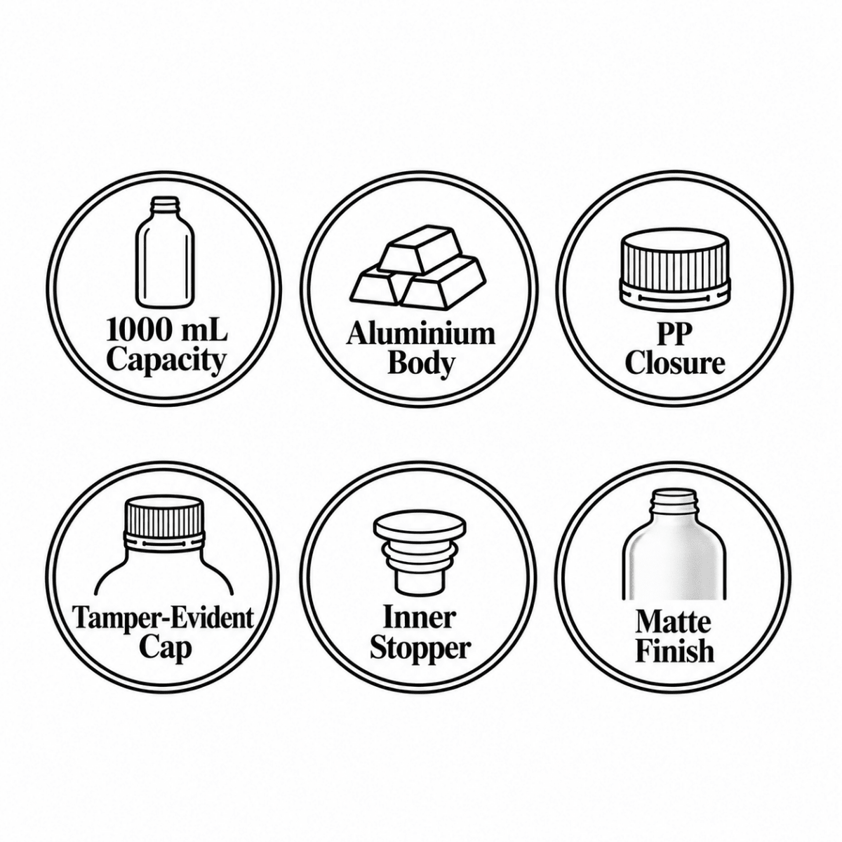1000ml Aluminium Bottles with Tamper-Evident Cap - The SkinScience Company