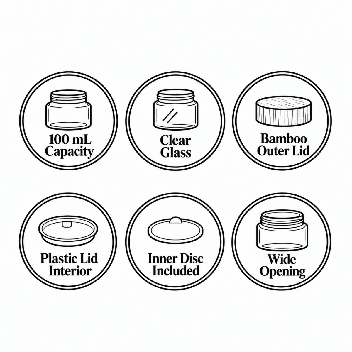 100ml Clear Glass Cream Jar with Bamboo Lid - The SkinScience Company
