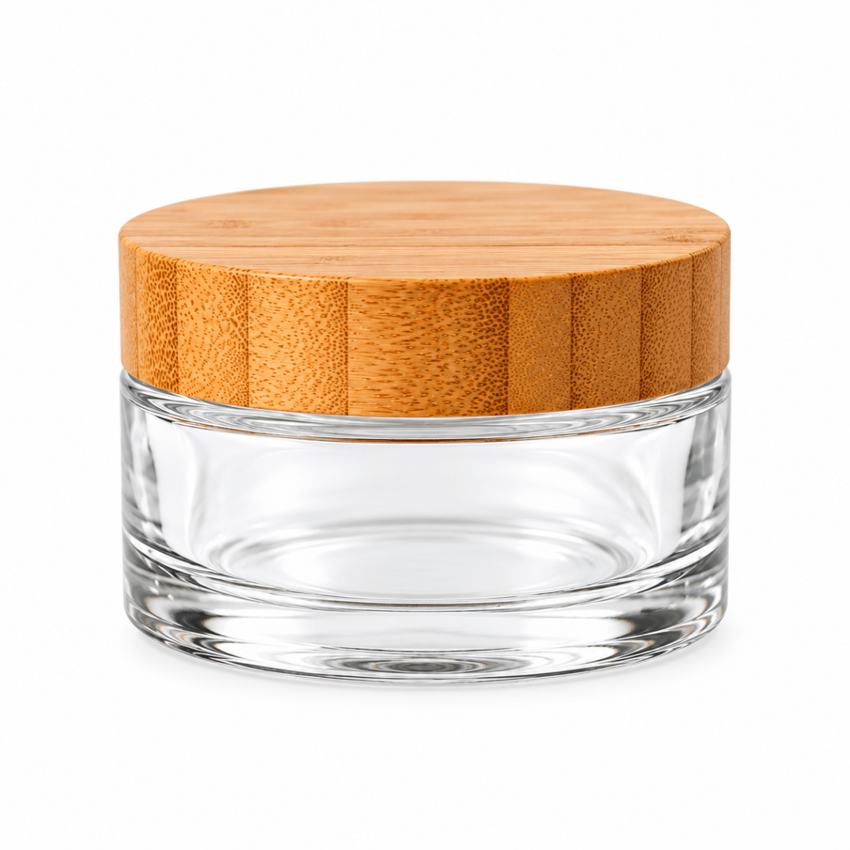 100ml Clear Glass Cream Jar with Bamboo Lid - The SkinScience Company