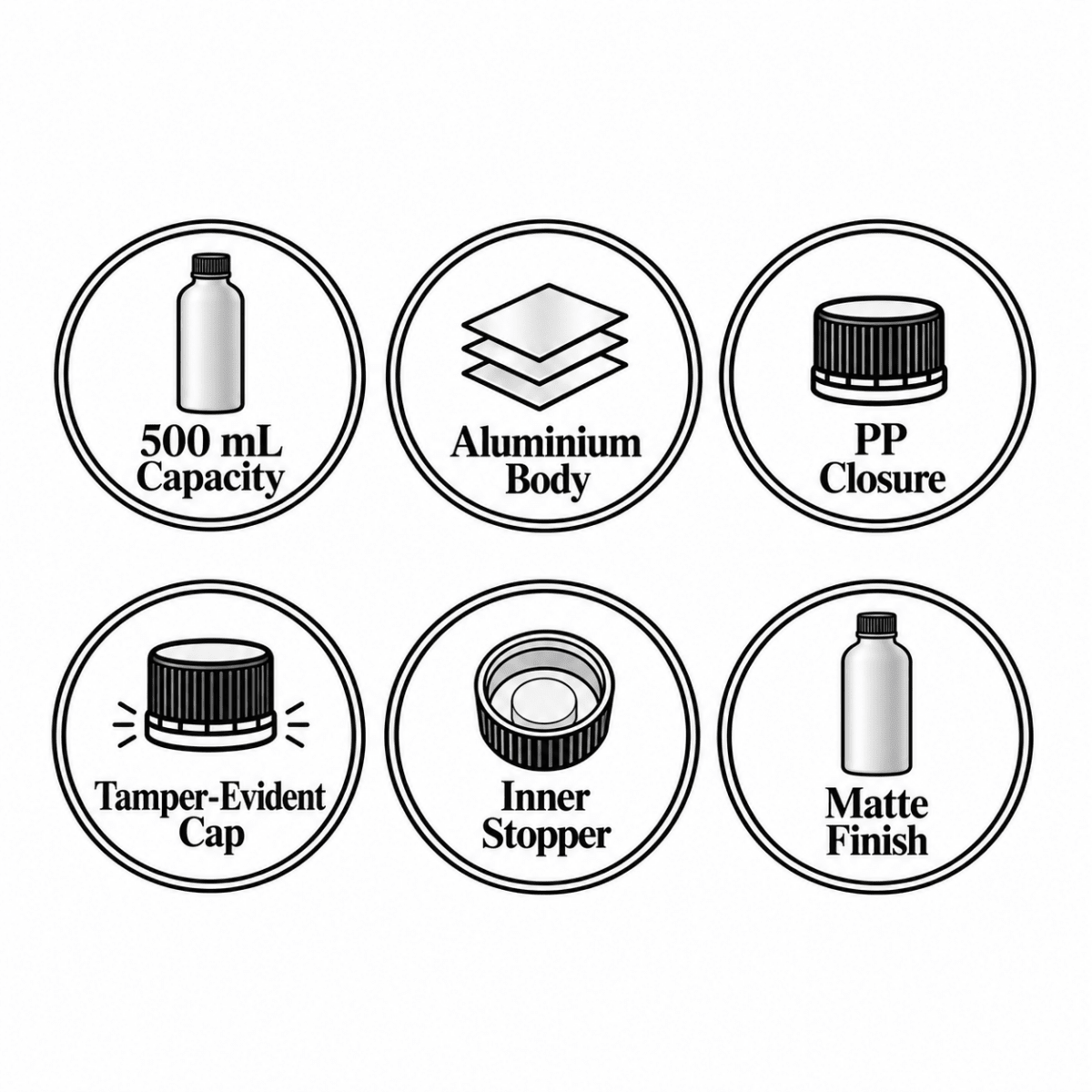 500ml Aluminium Bottles with Tamper-Evident Cap - The SkinScience Company