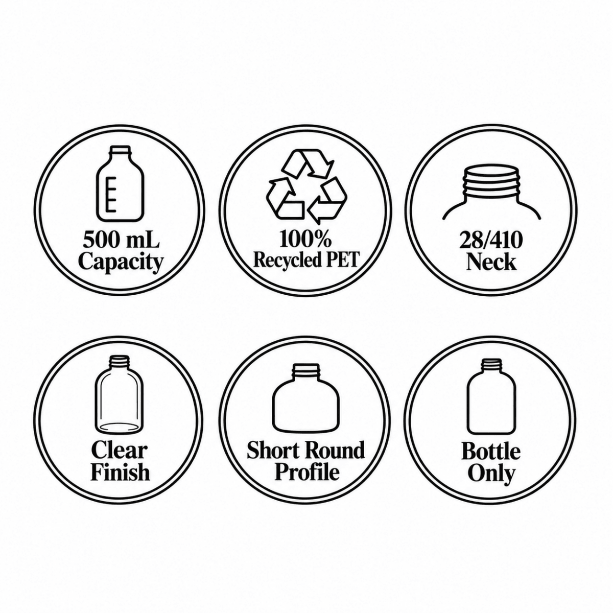 500ml Short Round Plastic Bottle - The SkinScience Company