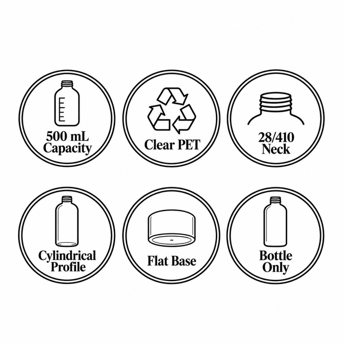 500ml Veral bottle – Clear - The SkinScience Company