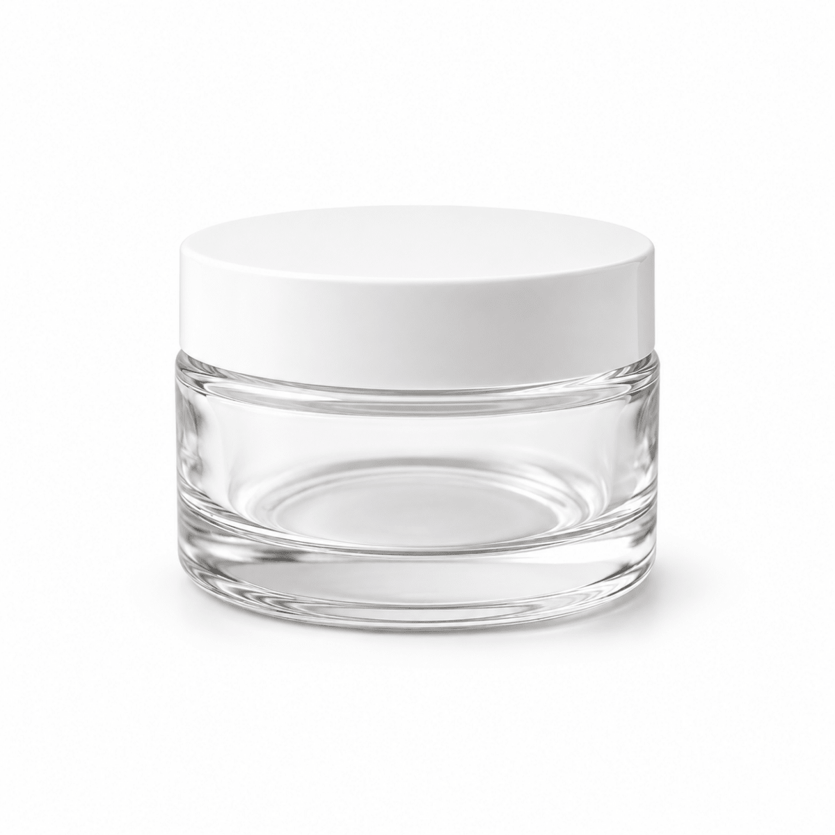 50g Clear Glass Jar with White Lid - The SkinScience Company