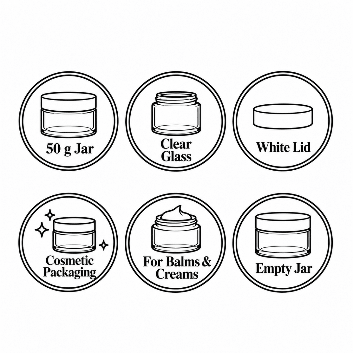 50g Clear Glass Jar with White Lid - The SkinScience Company