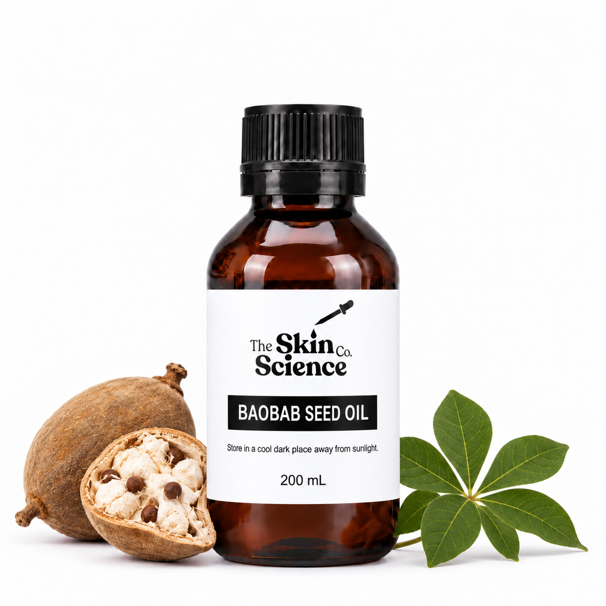 Baobab Seed Oil, 200 mL, amber black-cap bottle