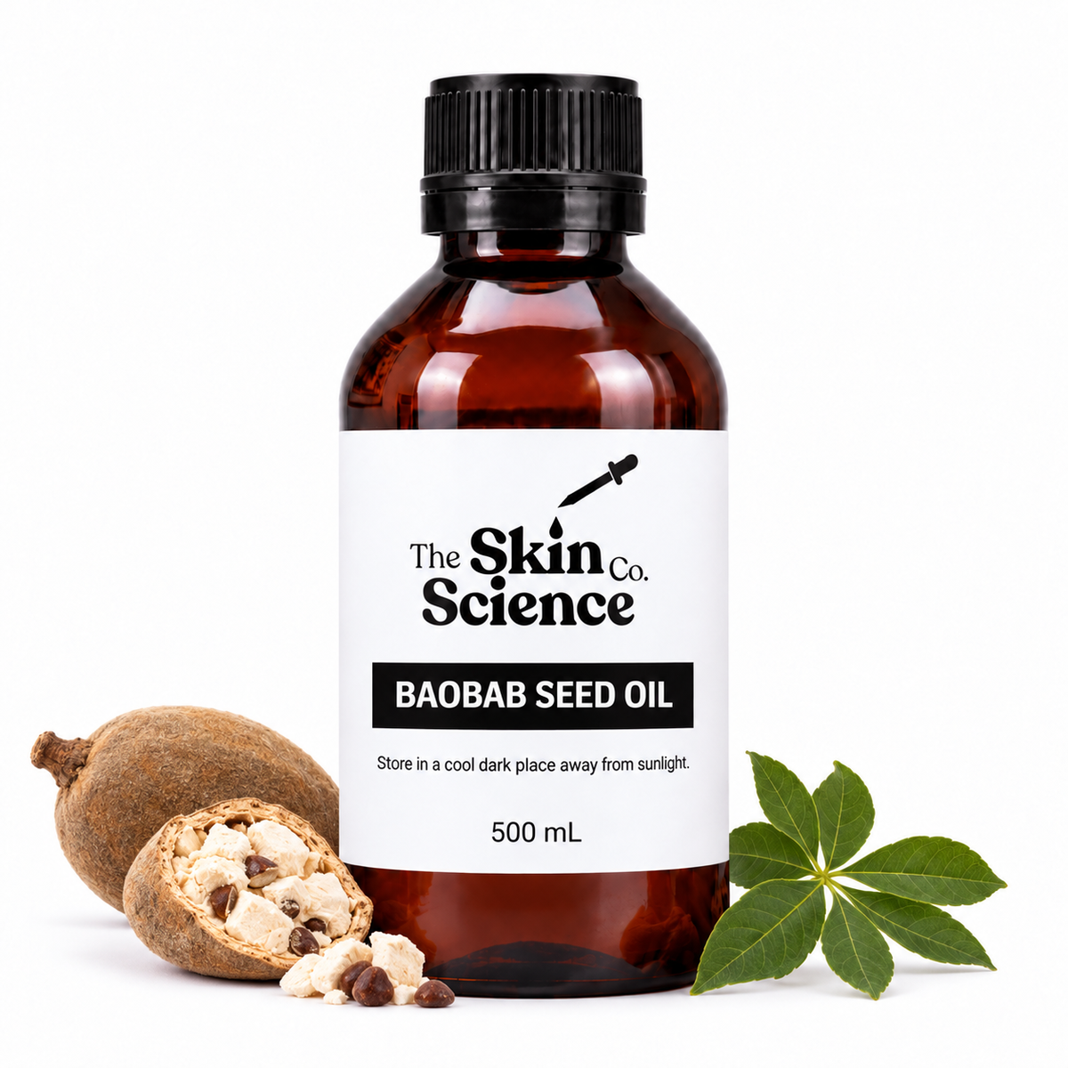 Baobab Seed Oil, 500 mL, amber black-cap bottle