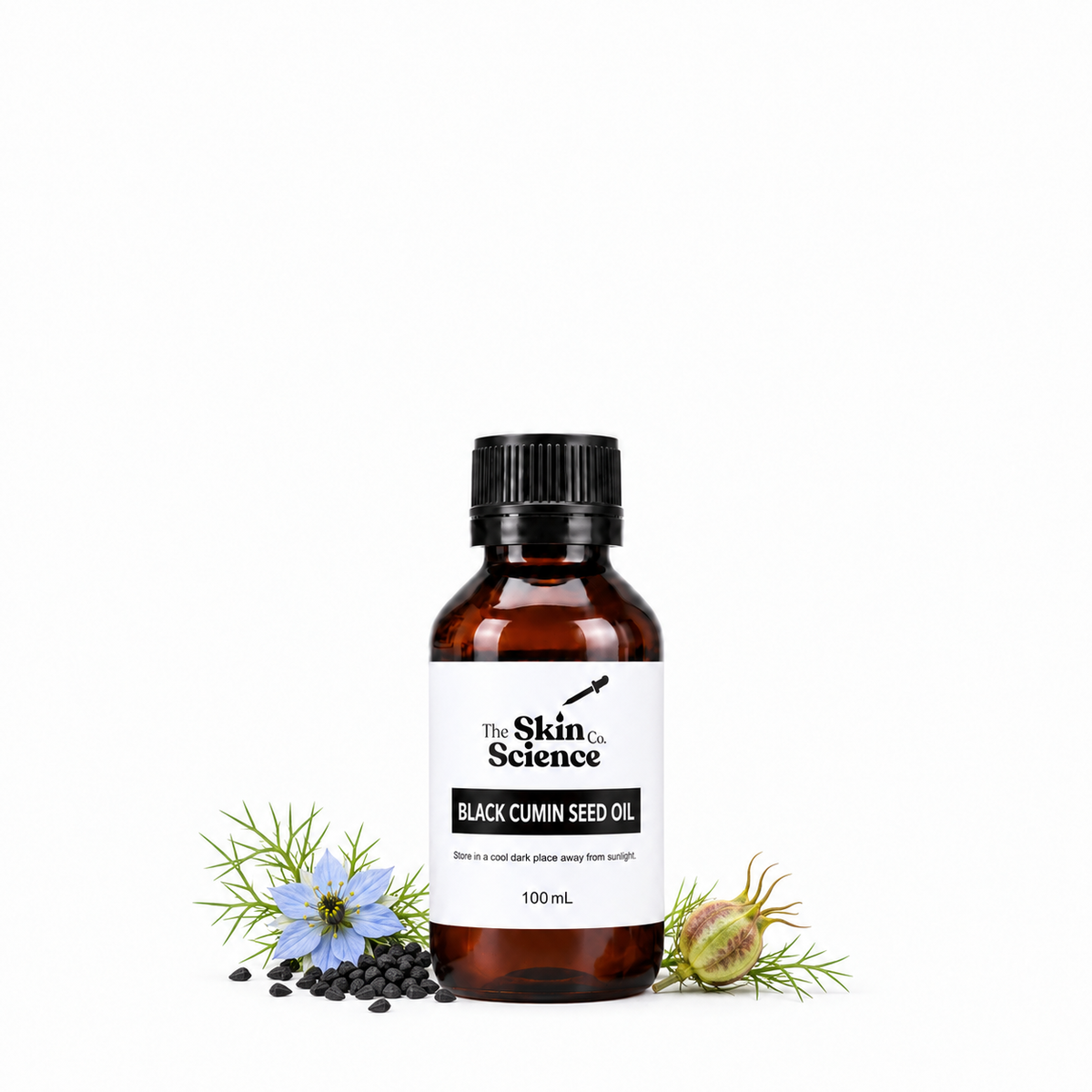 Black Cumin Seed Oil (Kalonji), 100 mL, amber black-cap bottle