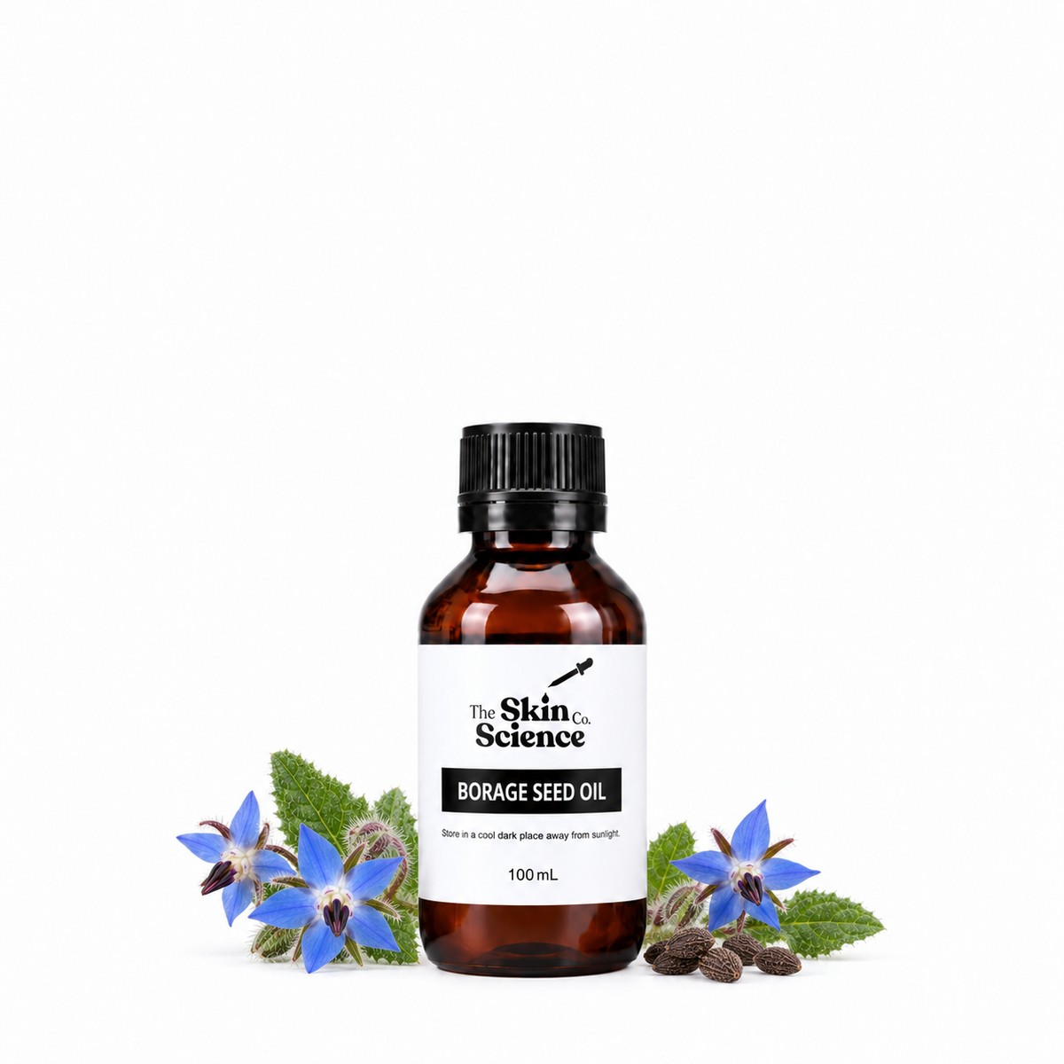 Borage Seed Oil, 100 mL, amber black-cap bottle