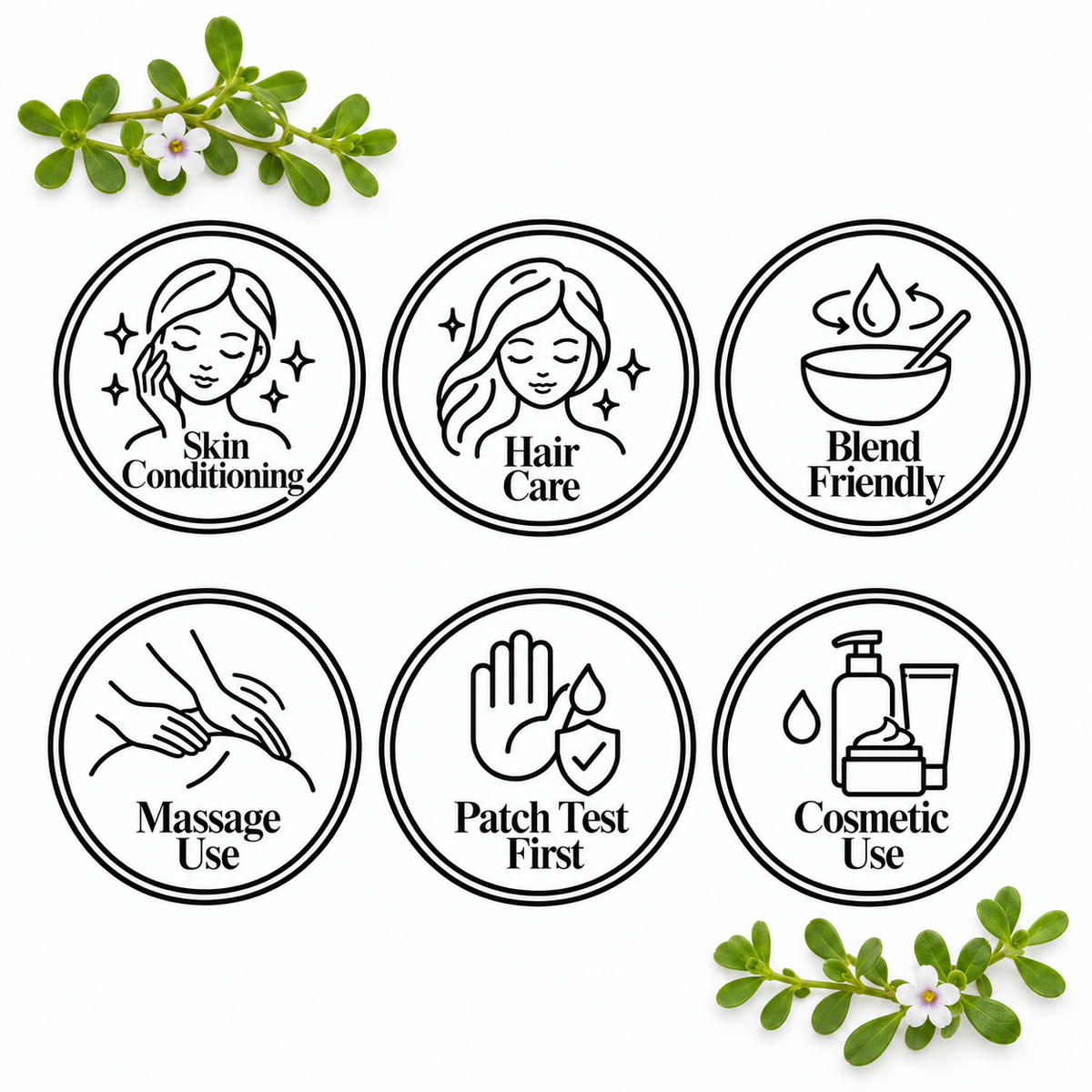 Brahmi Oil, six-circle feature page