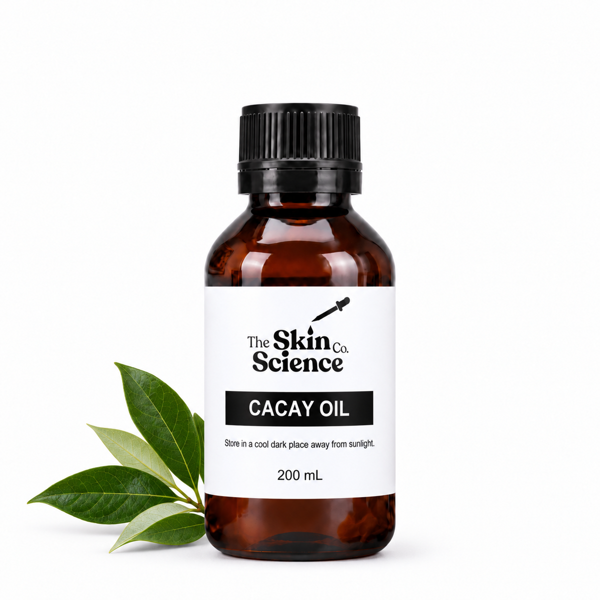 The Skin Science Company Cacay Oil – 200 mL amber bottle on white background