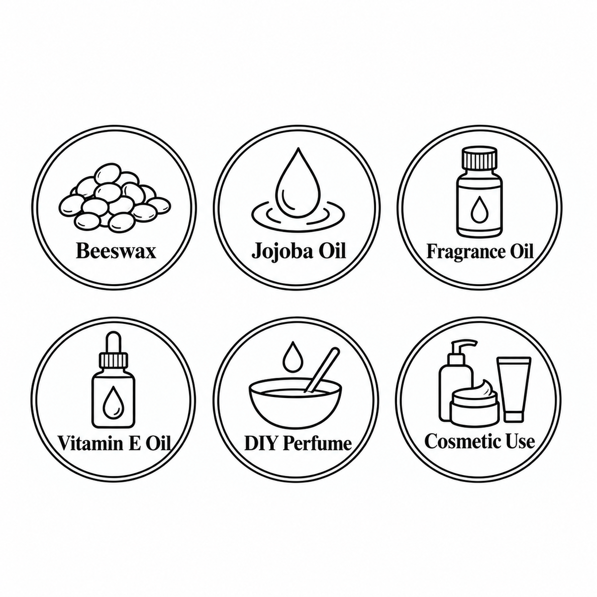 DIY Solid Perfume Balm Kit — Beeswax, Jojoba Oil, Fragrance Oil, Vitamin E Oil, DIY Perfume, Cosmetic Use