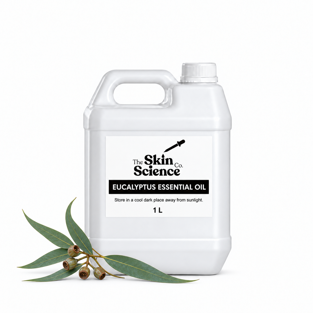 Eucalyptus Essential Oil 1 L — SSC approved size-specific white container