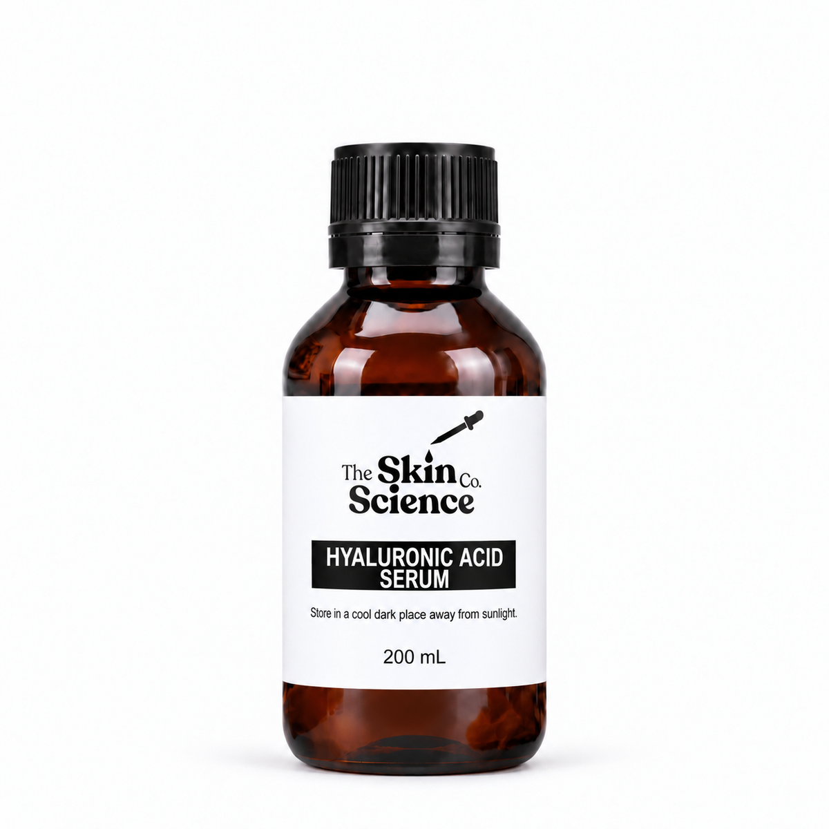 Hyaluronic Acid Serum 200 mL — SSC amber bottle with black screw cap