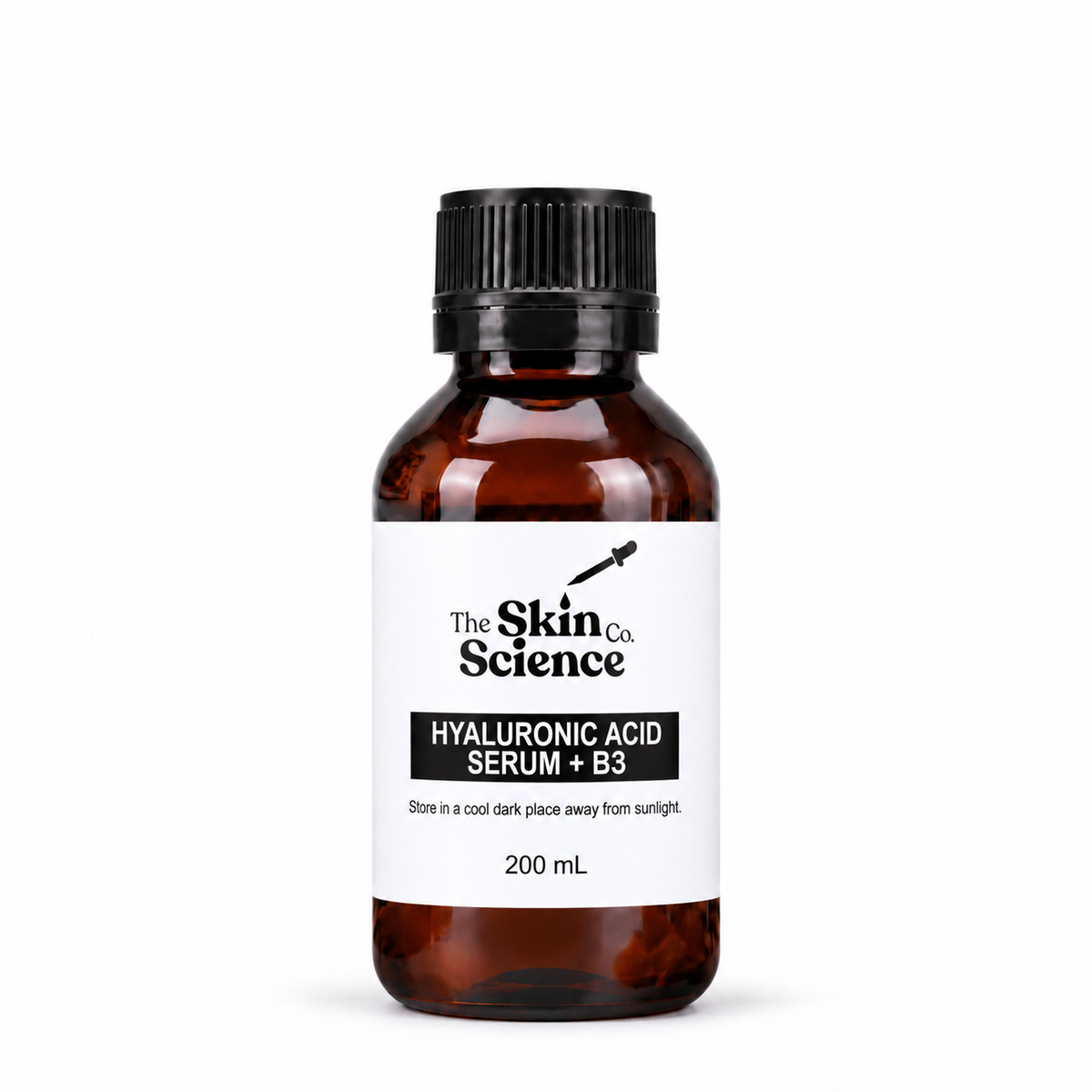 Hyaluronic Acid Serum + B3 200 mL — SSC amber bottle with black screw cap