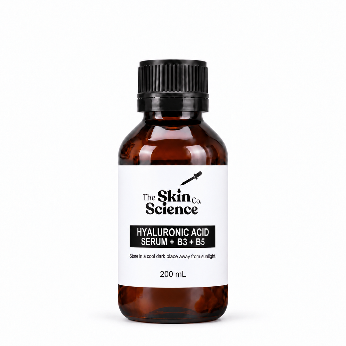 Hyaluronic Acid Serum + B3 + B5 200 mL — SSC amber bottle with black screw cap