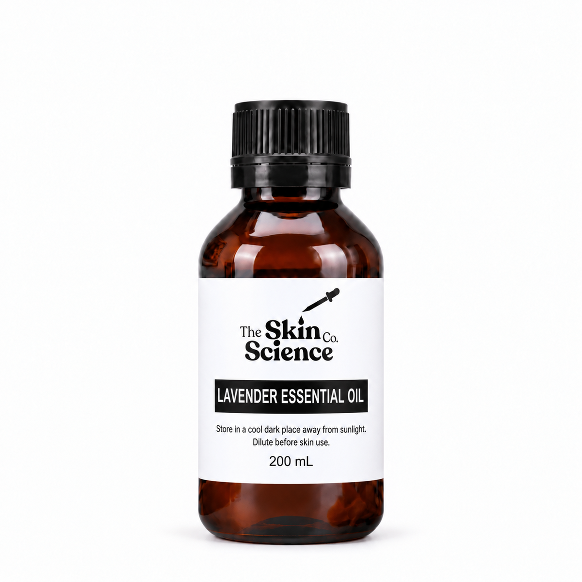 Lavender Essential Oil 200 mL — SSC amber black screw-cap bottle