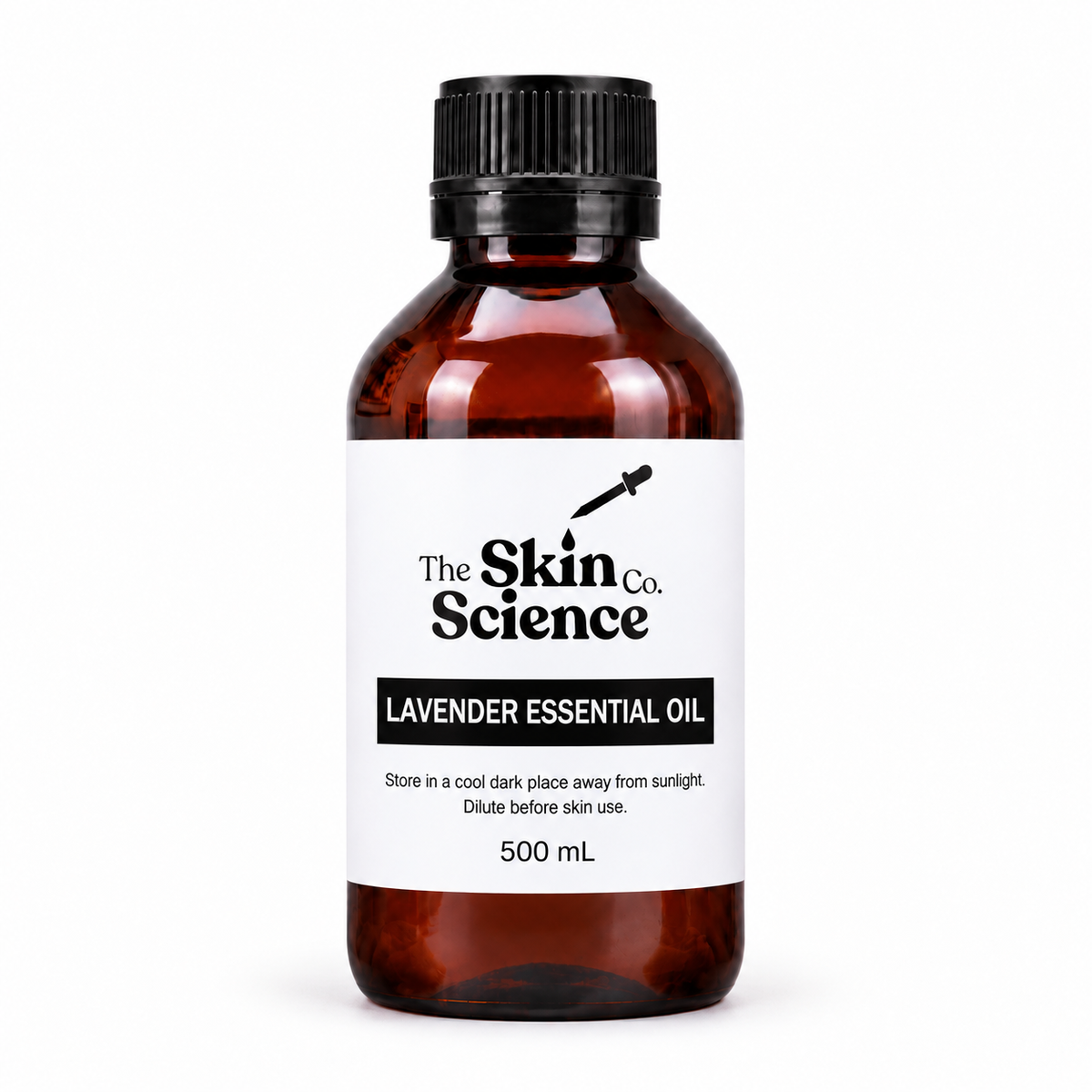 Lavender Essential Oil 500 mL — SSC amber black screw-cap bottle