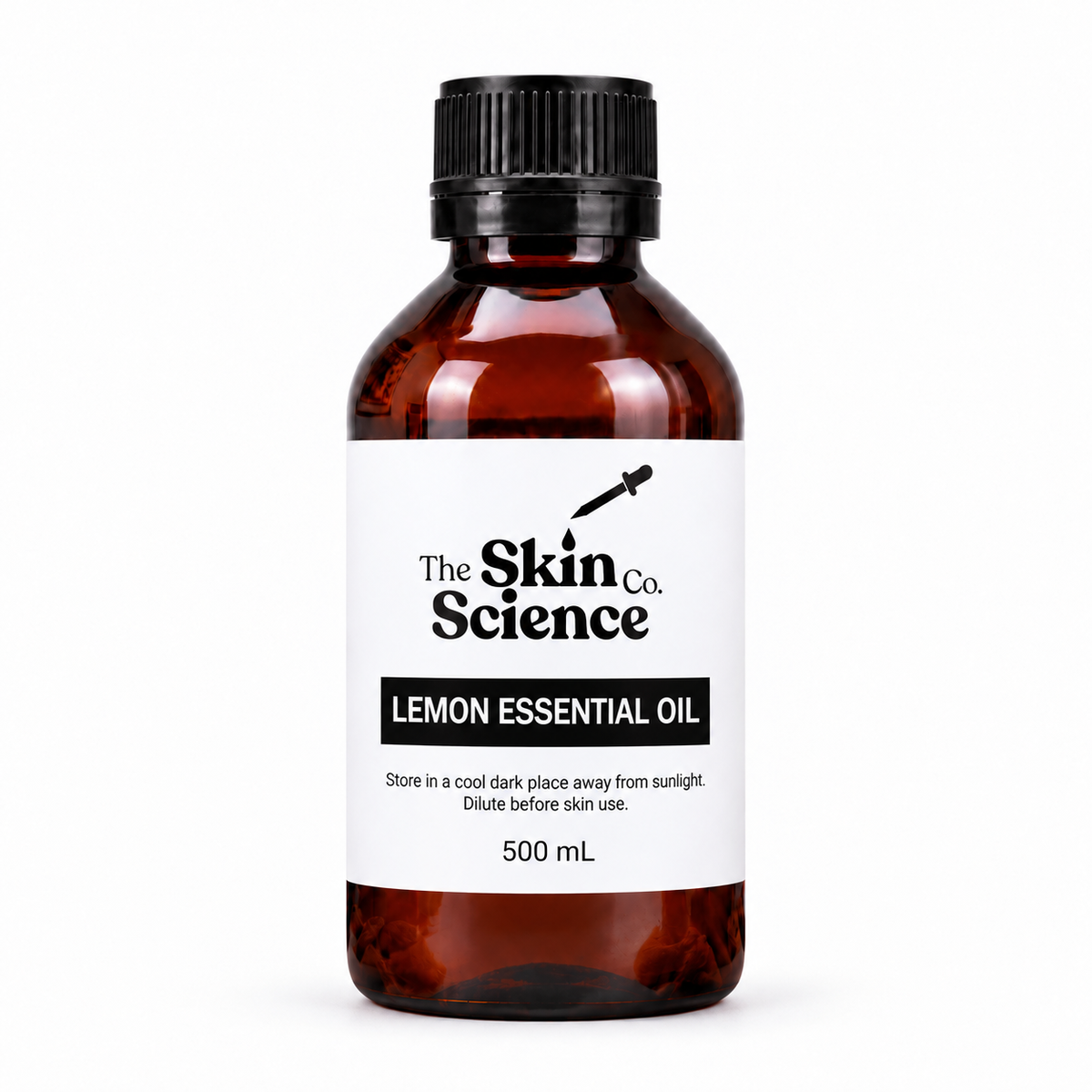 Lemon Essential Oil 500 mL — SSC amber black screw-cap bottle