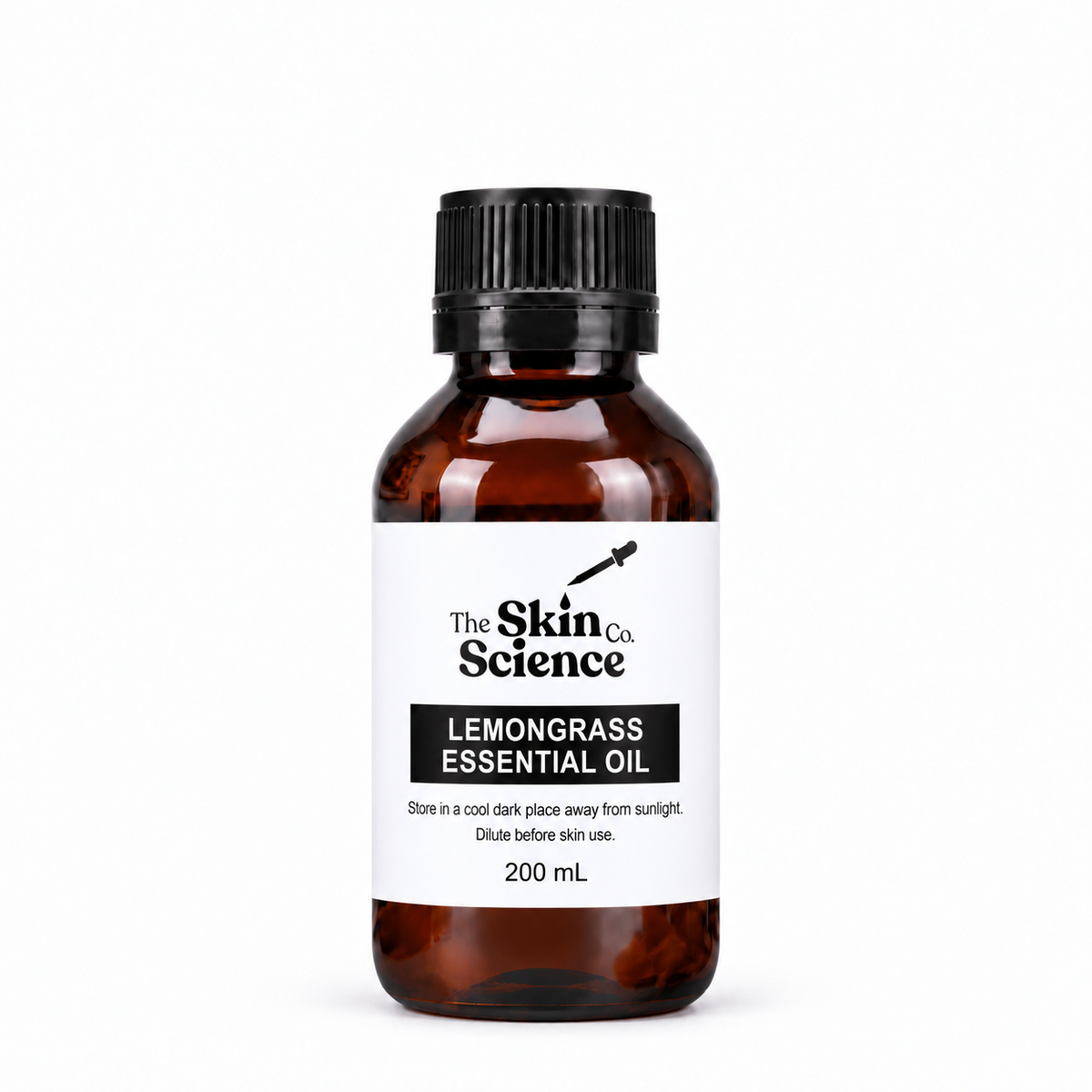 Lemongrass Essential Oil 200 mL — SSC amber black screw-cap bottle