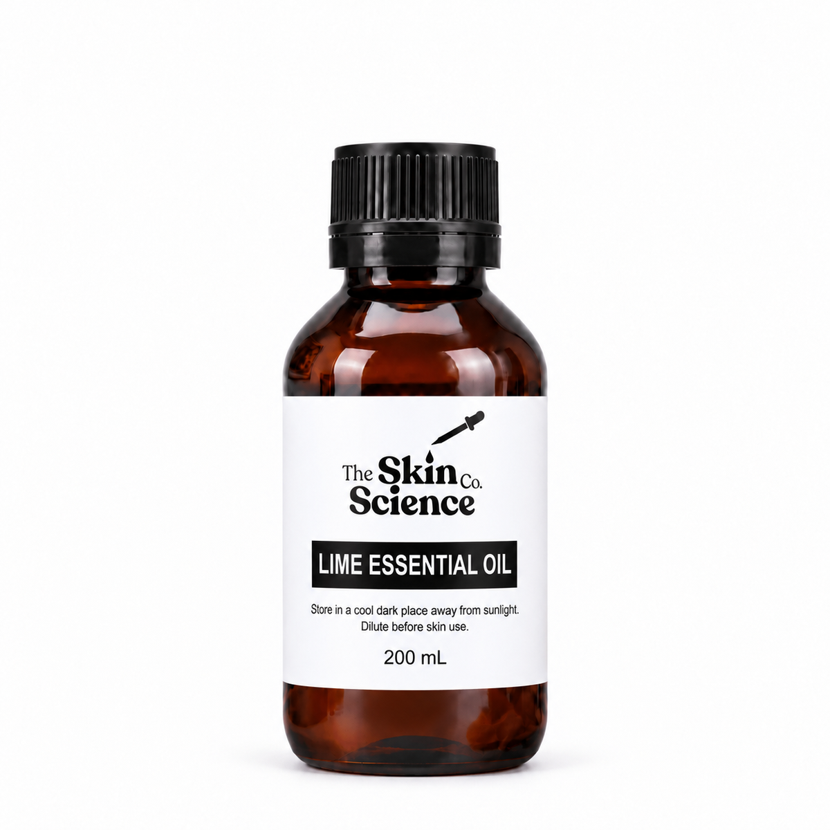 Lime Essential Oil 200 mL — SSC amber black screw-cap bottle