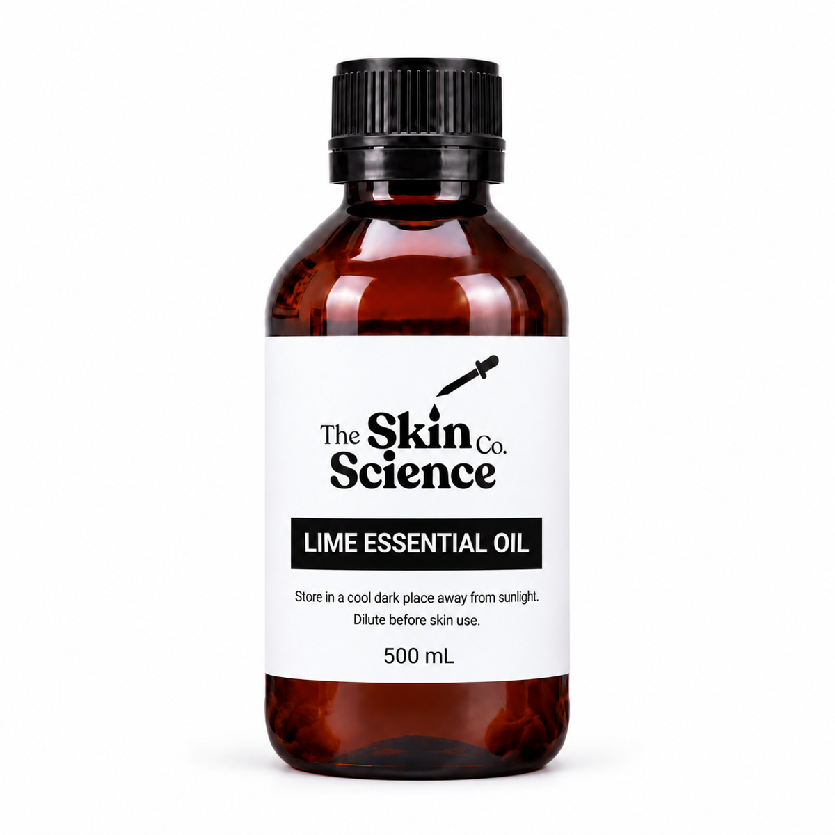 Lime Essential Oil 500 mL — SSC amber black screw-cap bottle