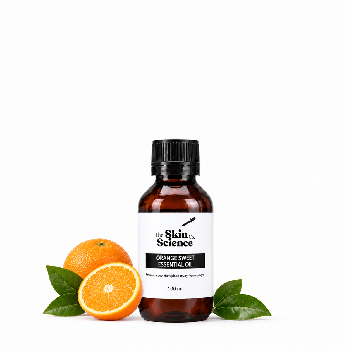 Orange Sweet Essential Oil 100 mL — SSC amber black screw-cap bottle