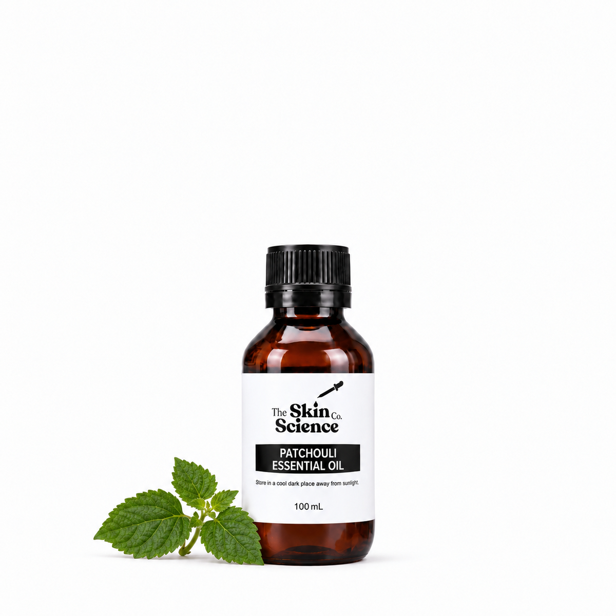 PATCHOULI ESSENTIAL OIL 100 mL — SSC amber black-cap bottle