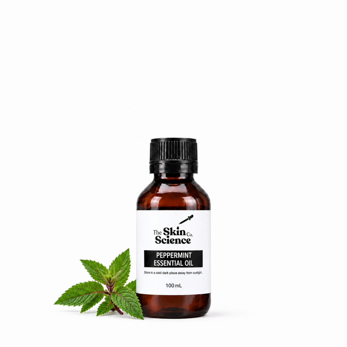 Peppermint Essential Oil 100 mL — SSC amber black-cap bottle