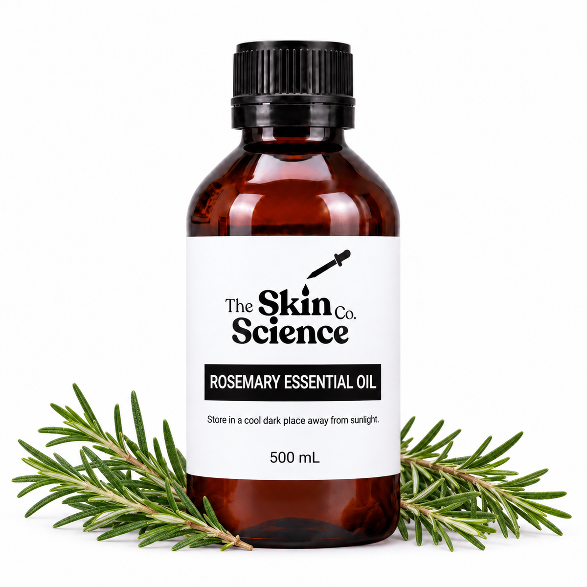 Rosemary Essential Oil 500 mL — SSC amber black-cap bottle