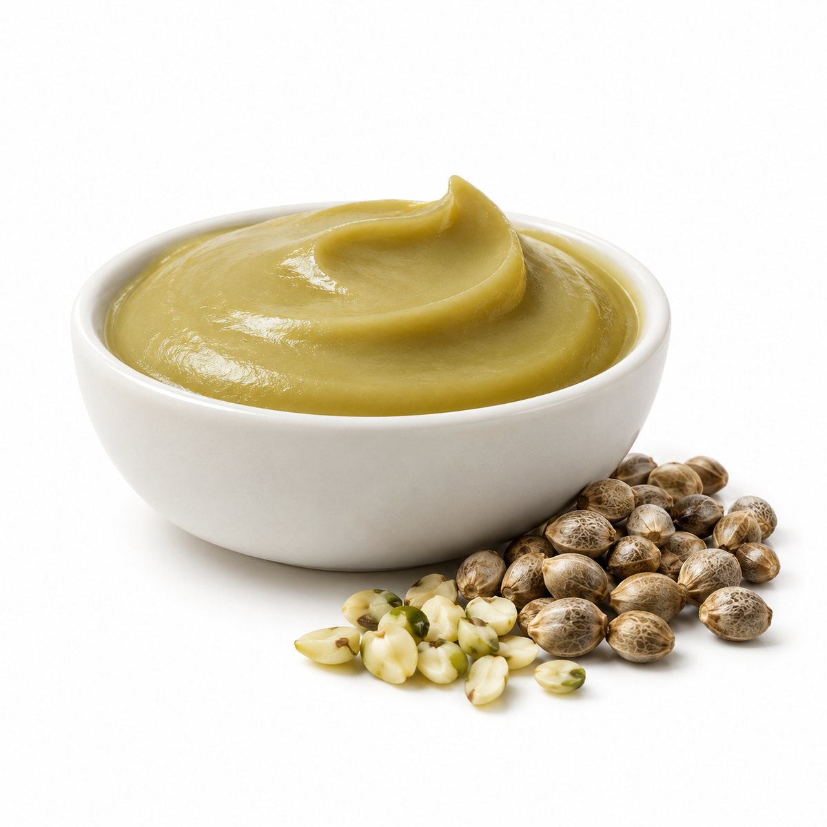 Hemp seed butter material with hemp seeds