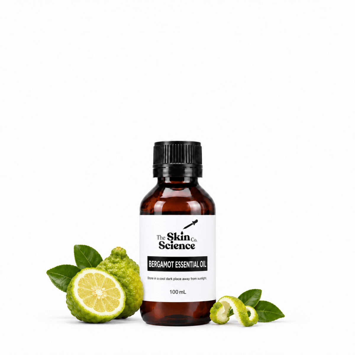 Bergamot Essential Oil, 100 mL, amber black-cap bottle