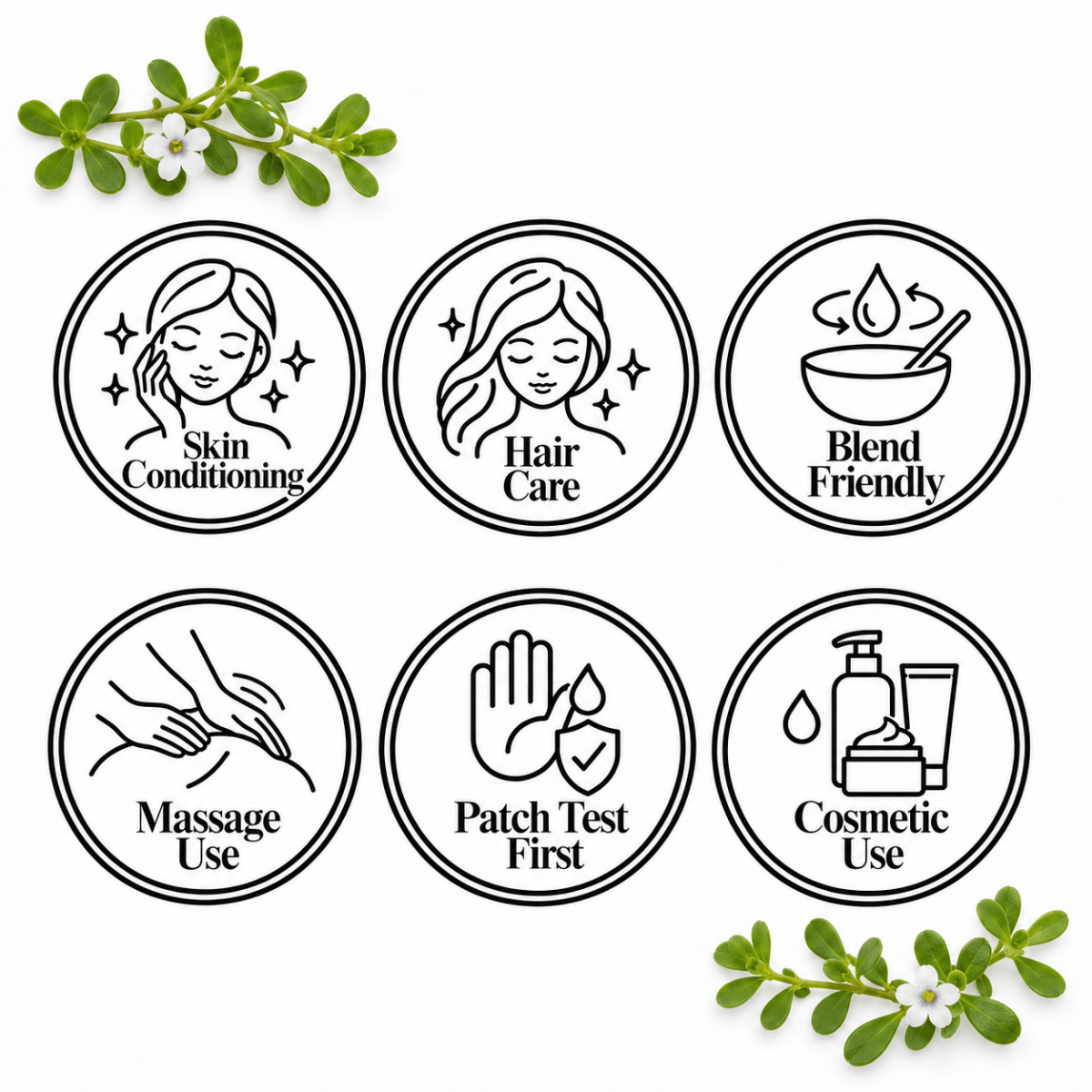 Brahmi Oil, six-circle feature page