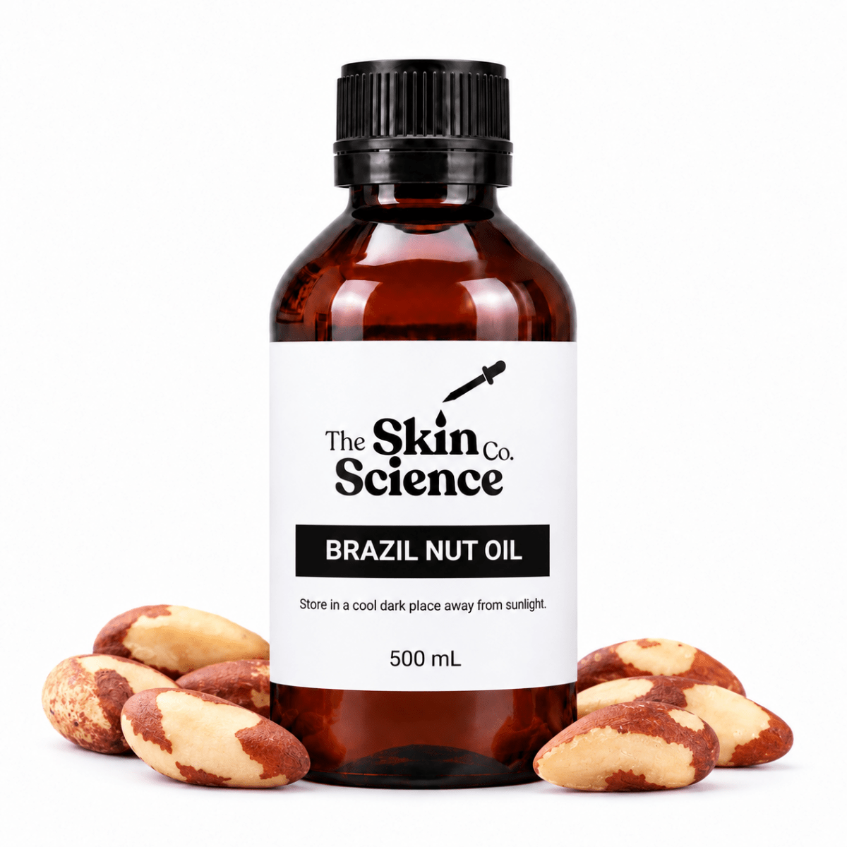 The Skin Science Company Brazil Nut Oil – 500 mL amber bottle on white background