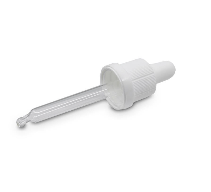 Clear 30ml Tamper - Evident Boston Round Glass Bottle with White Eye Dropper - The SkinScience Company