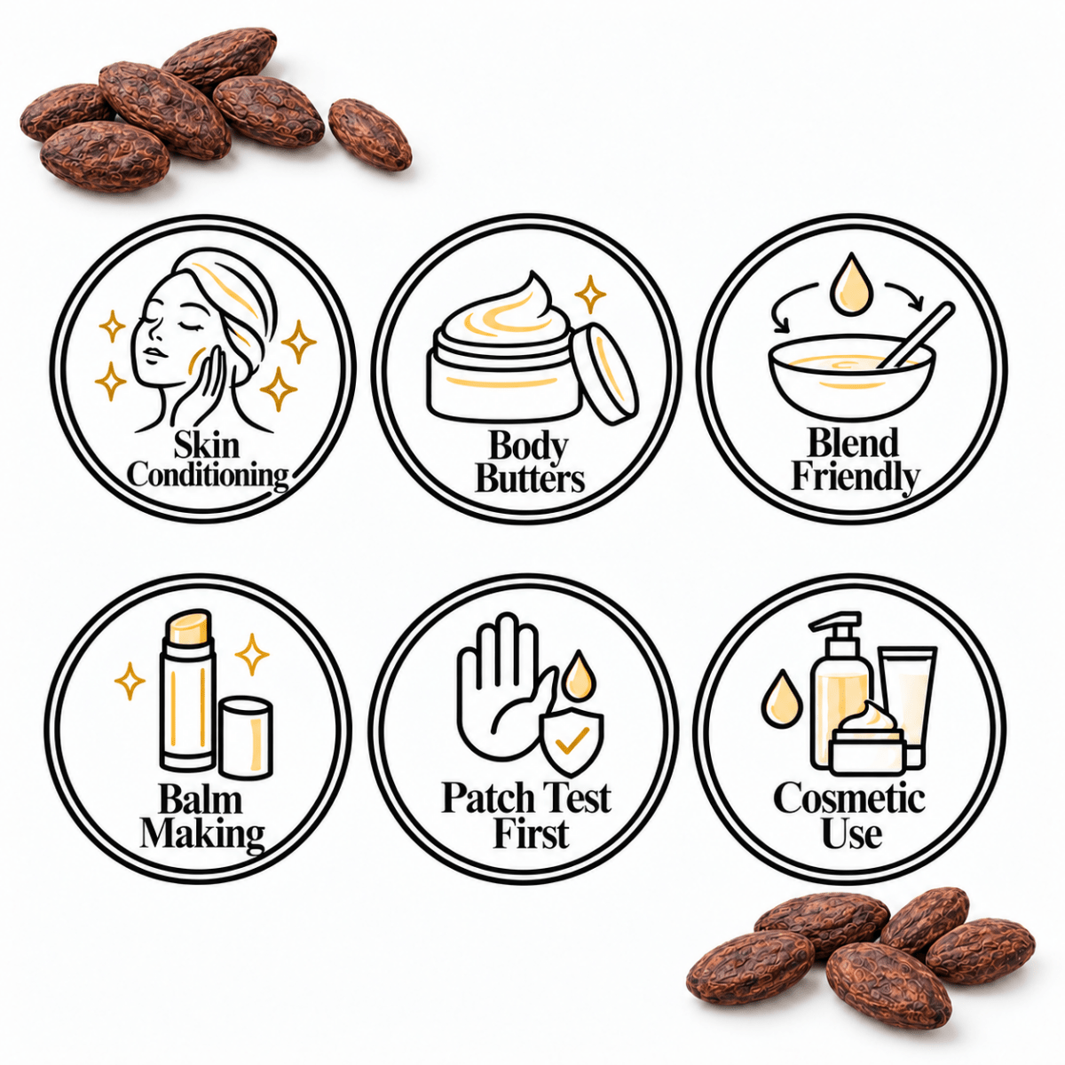 Cocoa Butter — Skin Conditioning, Body Butters, Blend Friendly, Balm Making, Patch Test First, Cosmetic Use