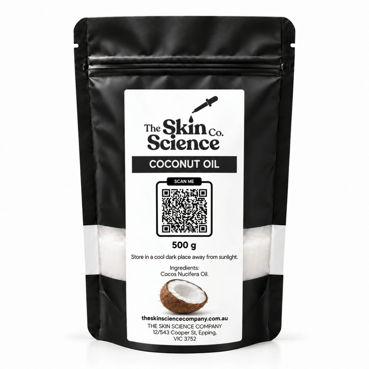 Coconut Oil 500 g, cosmetic-grade carrier oil | The Skin Science Company
