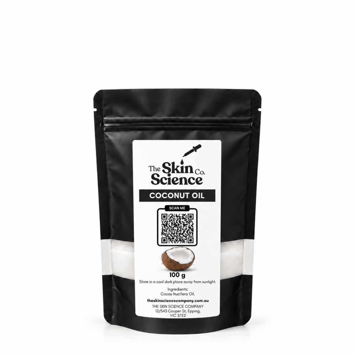 Coconut Oil 100 g, cosmetic-grade carrier oil | The Skin Science Company