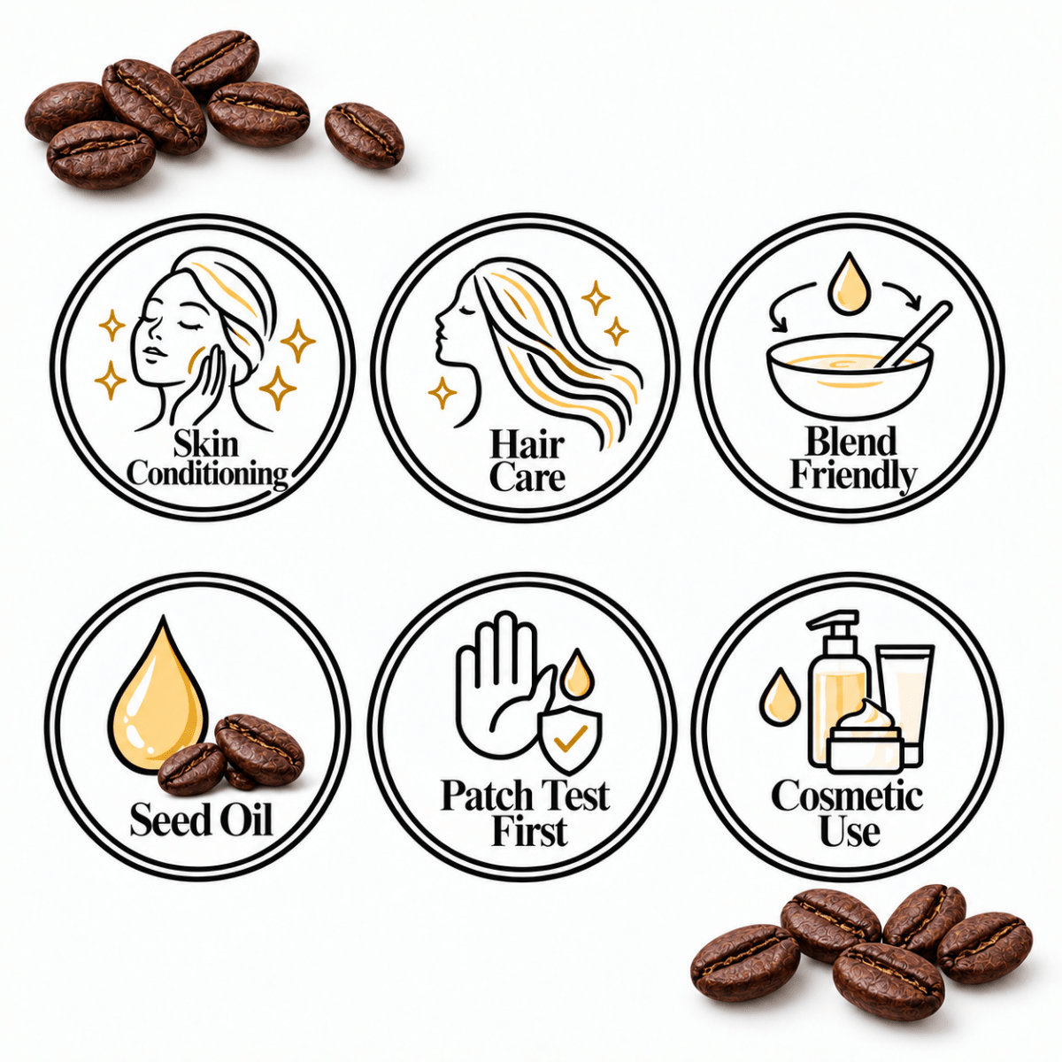 Coffee Oil — Skin Conditioning, Hair Care, Blend Friendly, Seed Oil, Patch Test First, Cosmetic Use