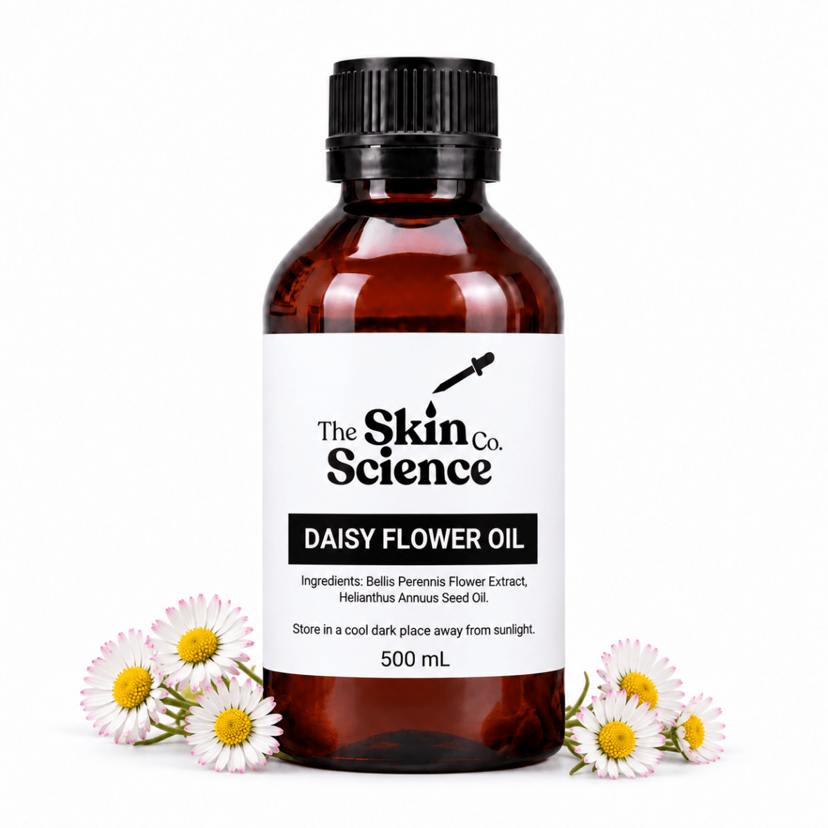 Daisy Flower Oil 500 mL — SSC amber black-cap bottle