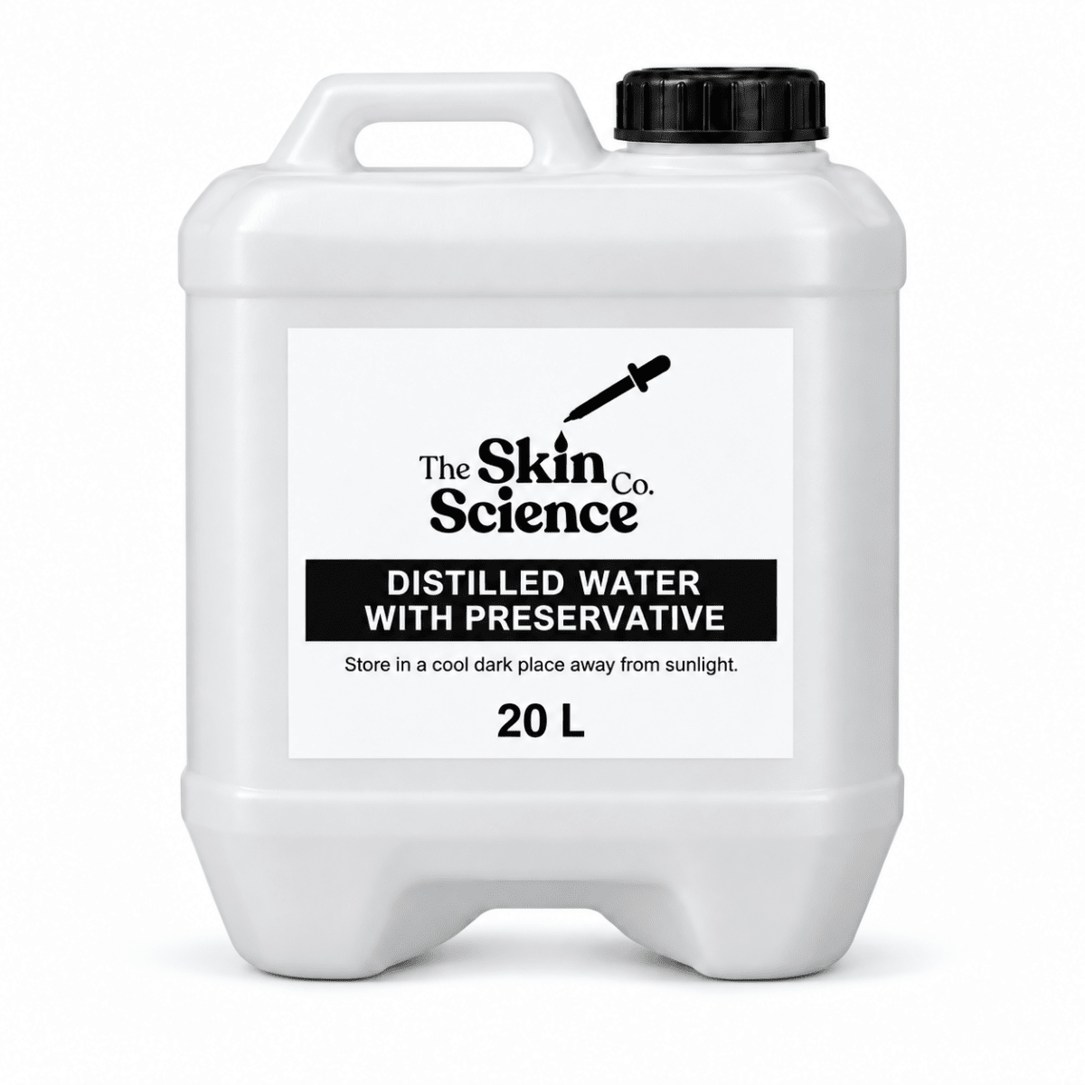 Distilled Water with Preservative (bulk wholesale) 20 L, cosmetic ingredient | The Skin Science Company