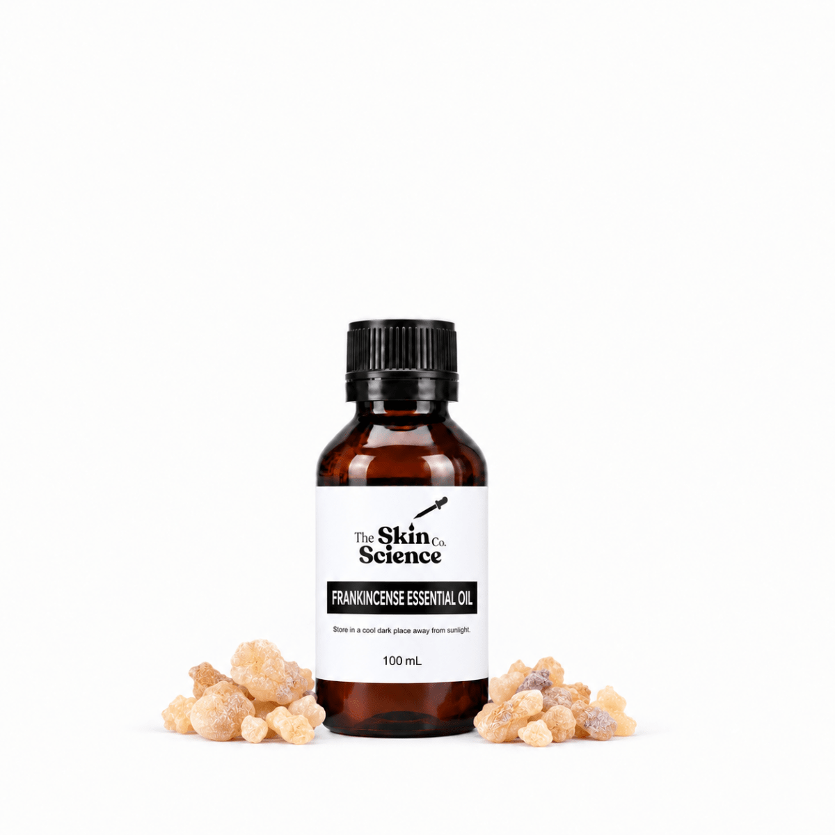 Frankincense Essential Oil 100 mL — SSC approved size-specific amber black-cap bottle