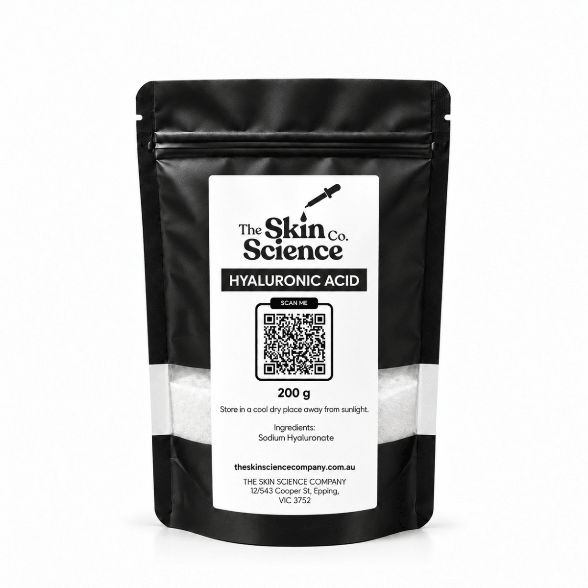 Hyaluronic Acid (bulk wholesale) 200 g, cosmetic ingredient | The Skin Science Company