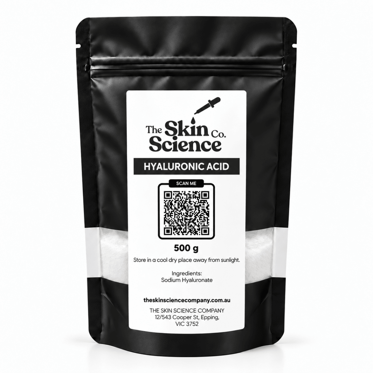 Hyaluronic Acid (bulk wholesale) 500 g, cosmetic ingredient | The Skin Science Company