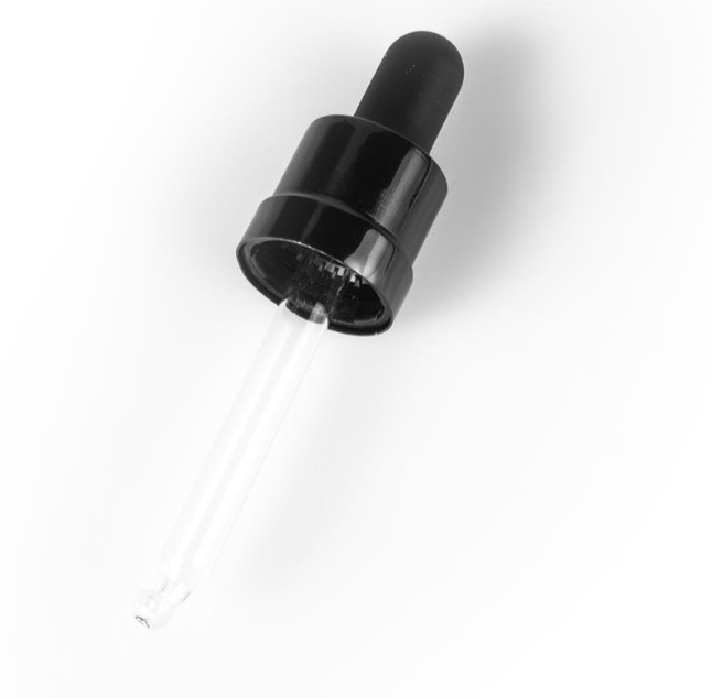 Matte Black 30ml Tamper - Evident Boston Round Glass Bottle with Eye Dropper - The SkinScience Company