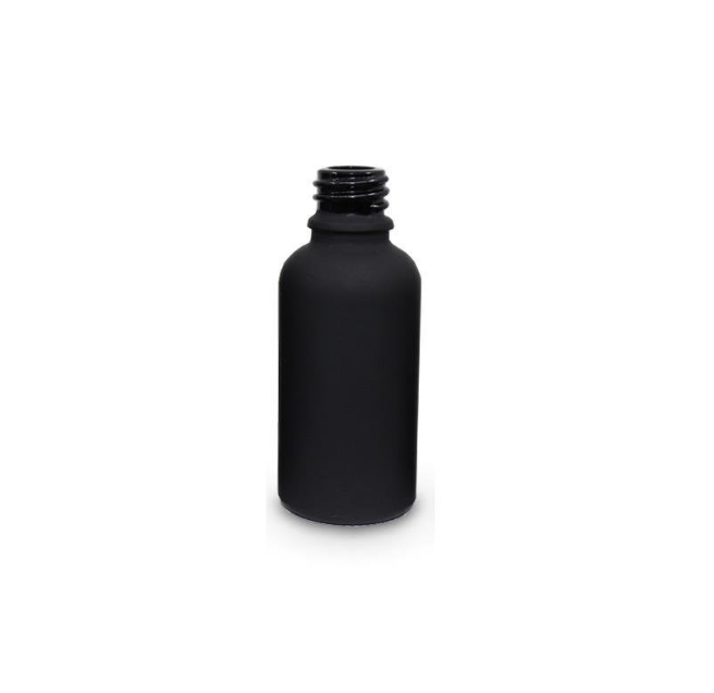 Matte Black 30ml Tamper - Evident Boston Round Glass Bottle with Eye Dropper - The SkinScience Company