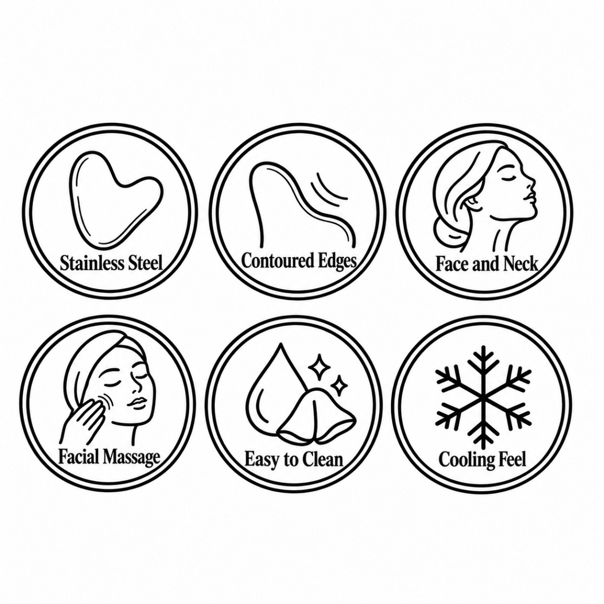 Stainless Steel Gua Sha (photo 2), facial massage tool | The Skin Science Company